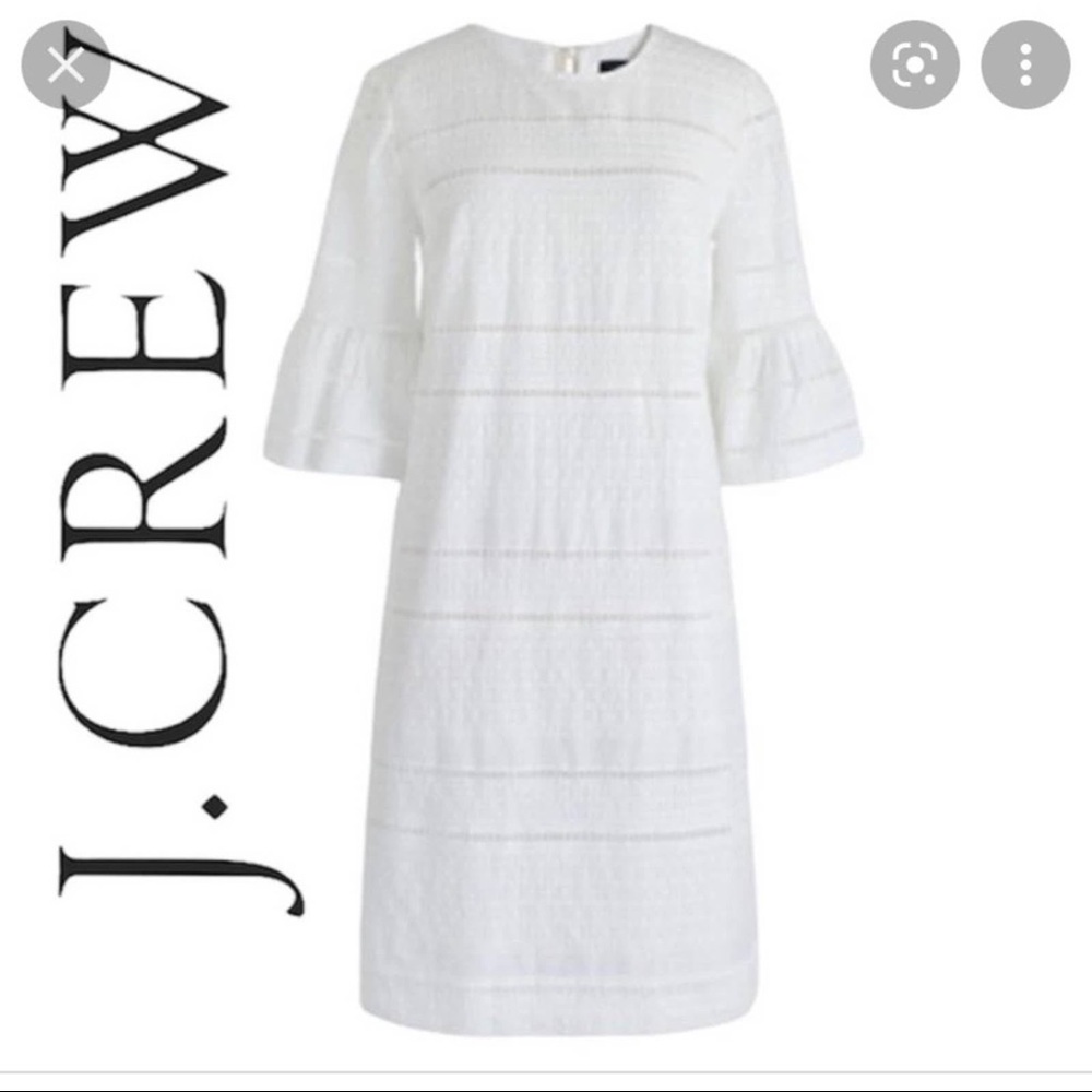 J. Crew White Eyelet Bell Sleeve Shift